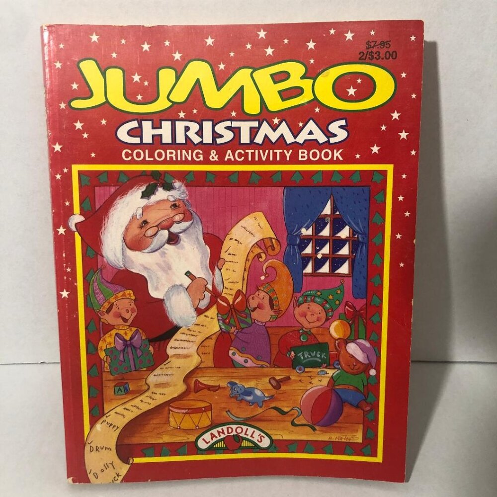 Jumbo Christmas Coloring Activity Book Vintage Santa Claus Landoll's